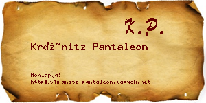 Kránitz Pantaleon névjegykártya